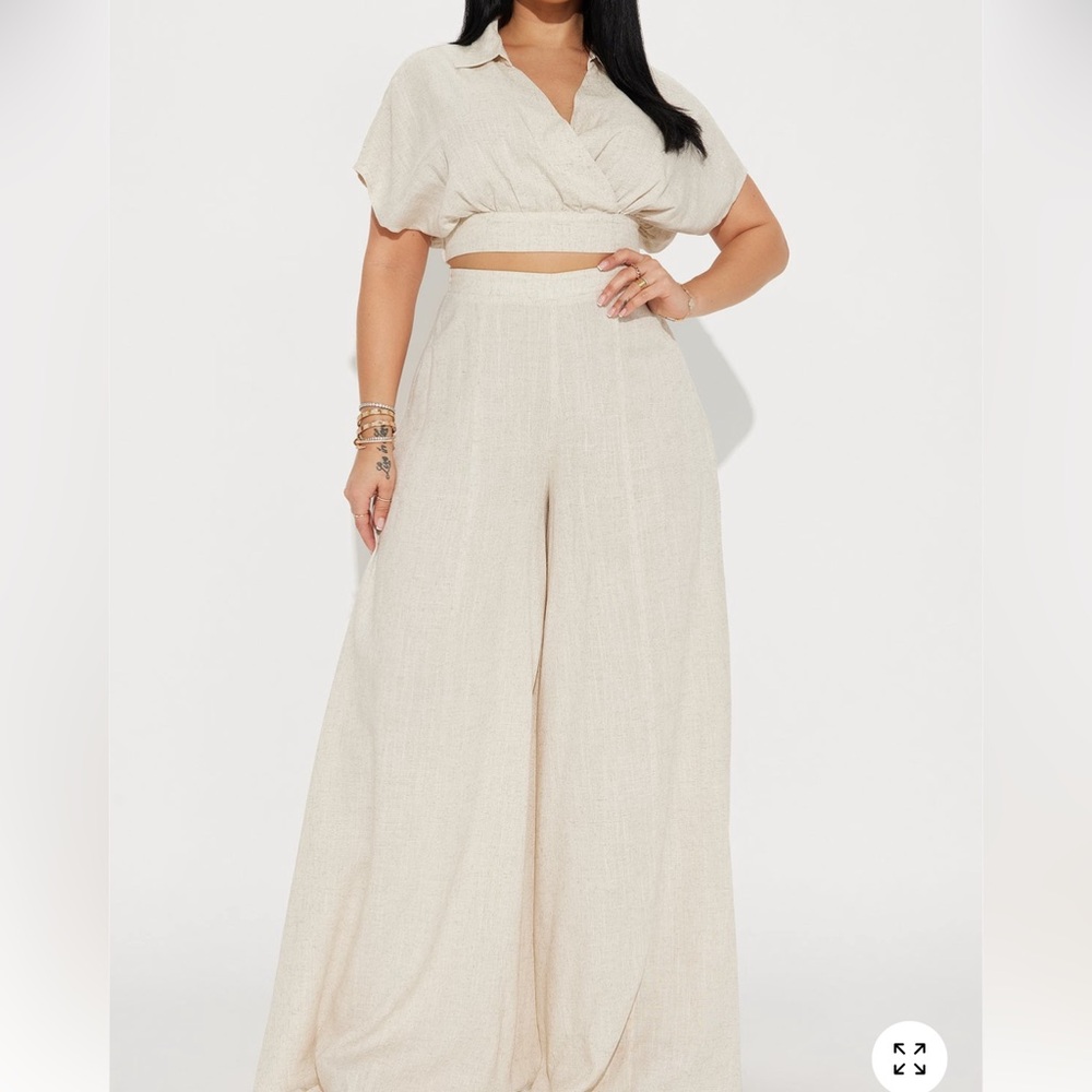 Elegant Cream Wide-Leg Pants